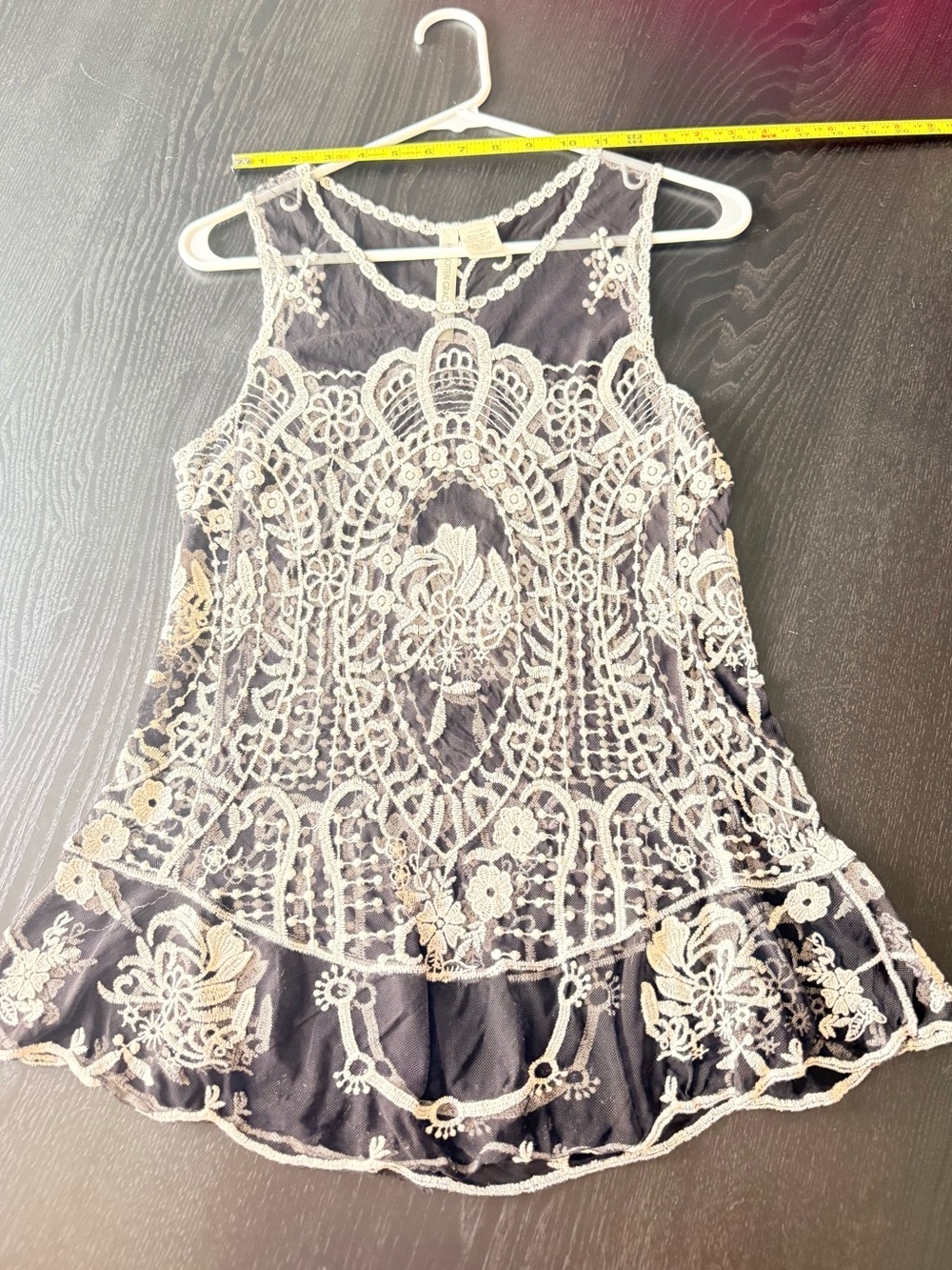 Lace Overlay Black and Cream Camisole Top